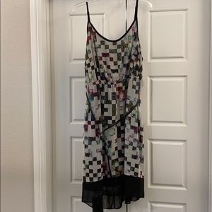 Pixel dress with black skinny belt